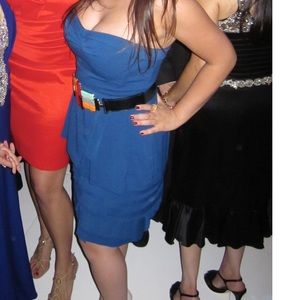 BCBGMaxAzria blue layered ruffle corset mini dress